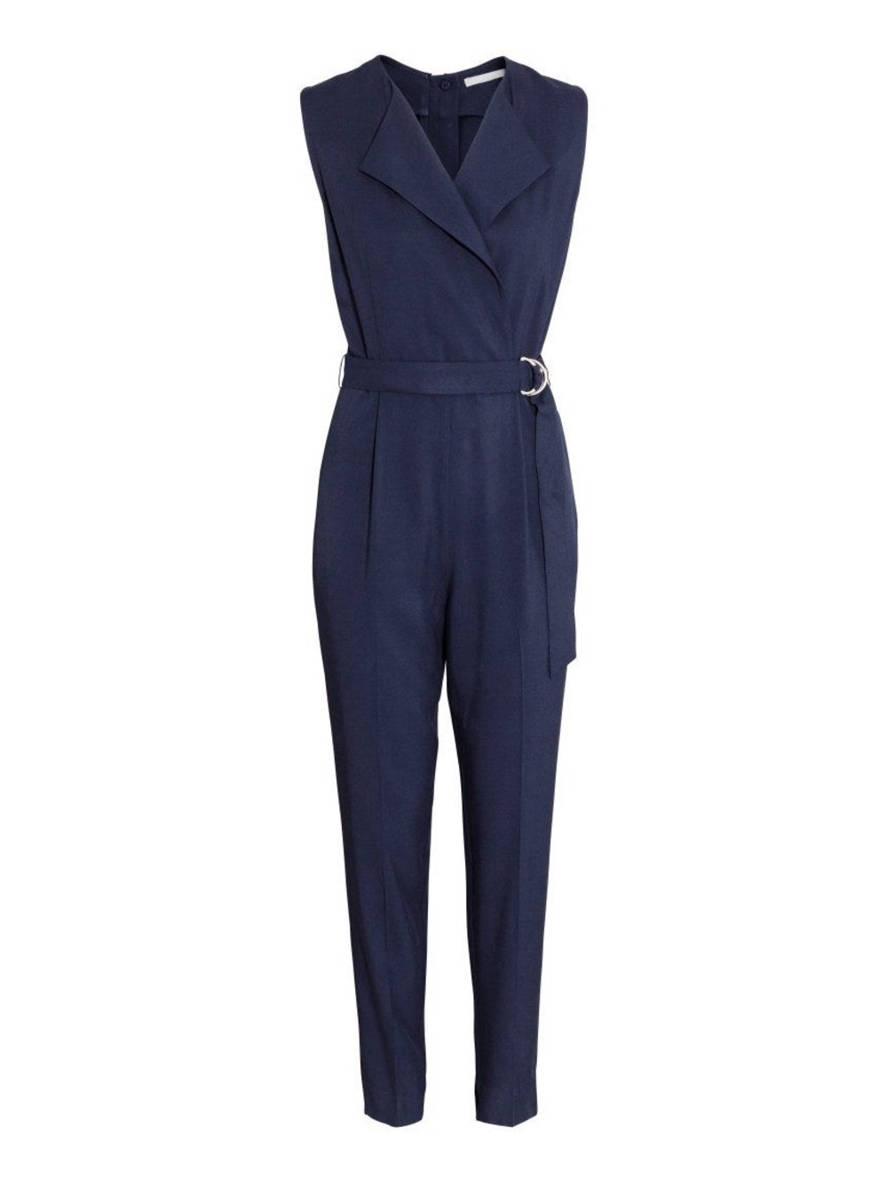 H&M Sleeveless Navy Wrap Jumpsuit with Belt